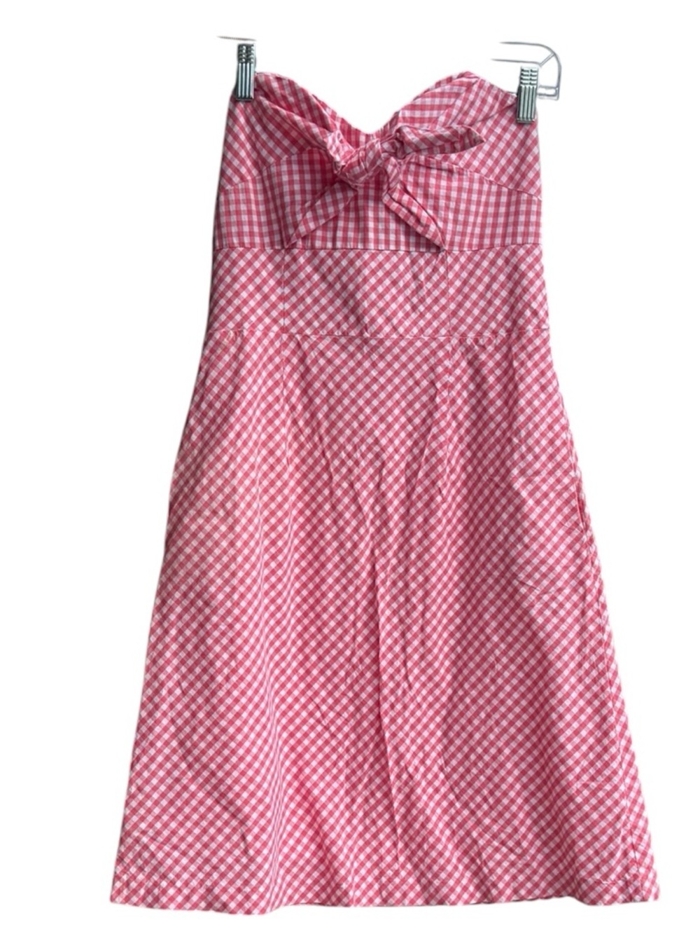 BMOSS Pink Gingham Strapless Midi Dress with Bow SIZE 4